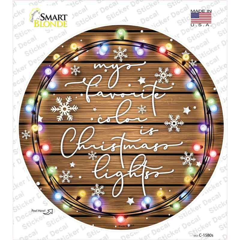 C-1580s-M Christmas Lights Novelty Circle Sticker Decal - Medium