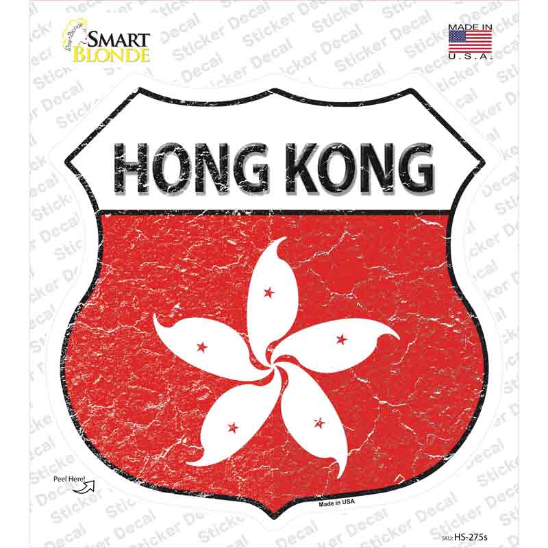 HS-275s-M Hong Kong Flag Novelty Highway Shield Sticker Decal - Medium