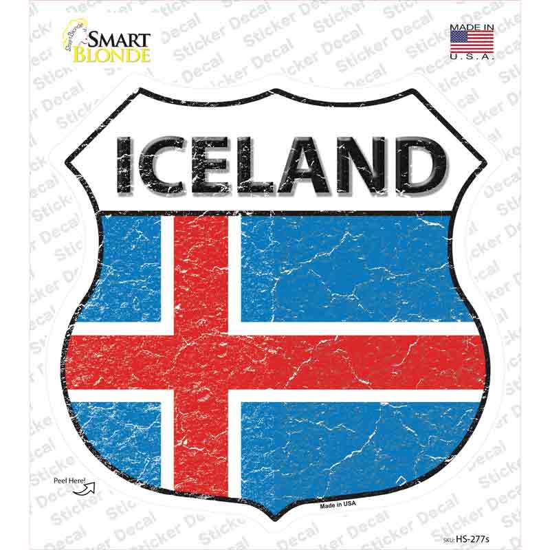 HS-277s-M Iceland Flag Novelty Highway Shield Sticker Decal - Medium