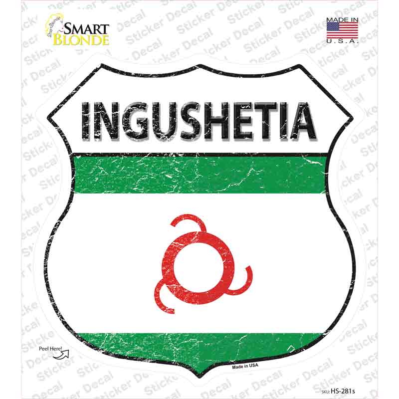HS-281s-M Ingushetia Flag Novelty Highway Shield Sticker Decal - Medium