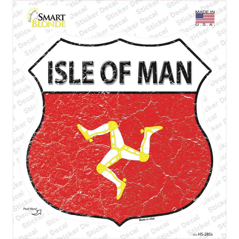 HS-285s-M Isle of Man Flag Novelty Highway Shield Sticker Decal - Medium