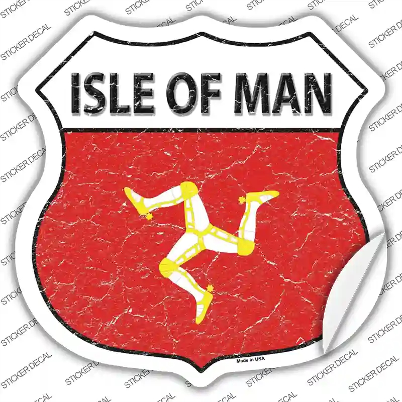 HS-285s-S Isle of Man Flag Novelty Highway Shield Sticker Decal - Small
