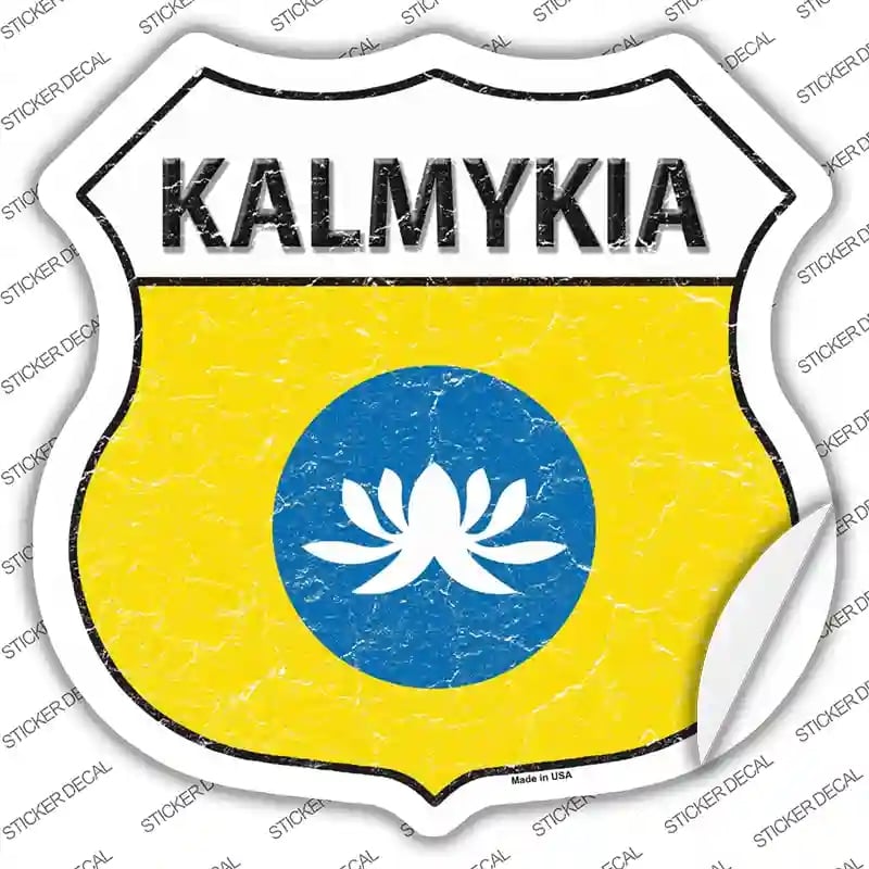 HS-294s-S Kalmykia Flag Novelty Highway Shield Sticker Decal - Small