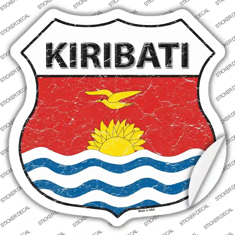 HS-300s-S Kiribati Flag Novelty Highway Shield Sticker Decal - Small