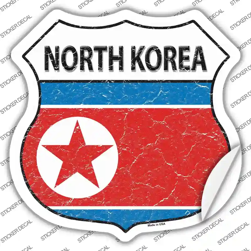 HS-302s-S North Korea Flag Novelty Highway Shield Sticker Decal - Small
