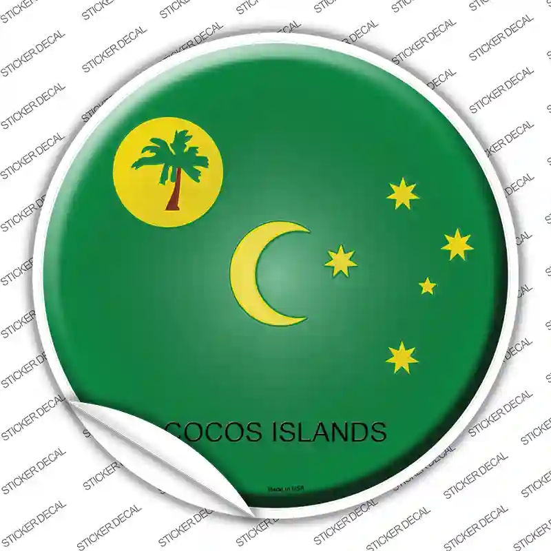 C-236s-L Cocos Islands Country Novelty Circle Sticker Decal - Large
