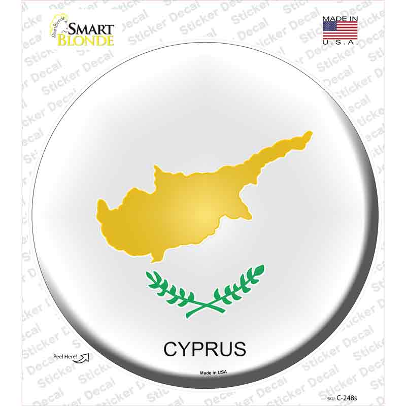 C-248s-M Cyprus Country Novelty Circle Sticker Decal - Medium