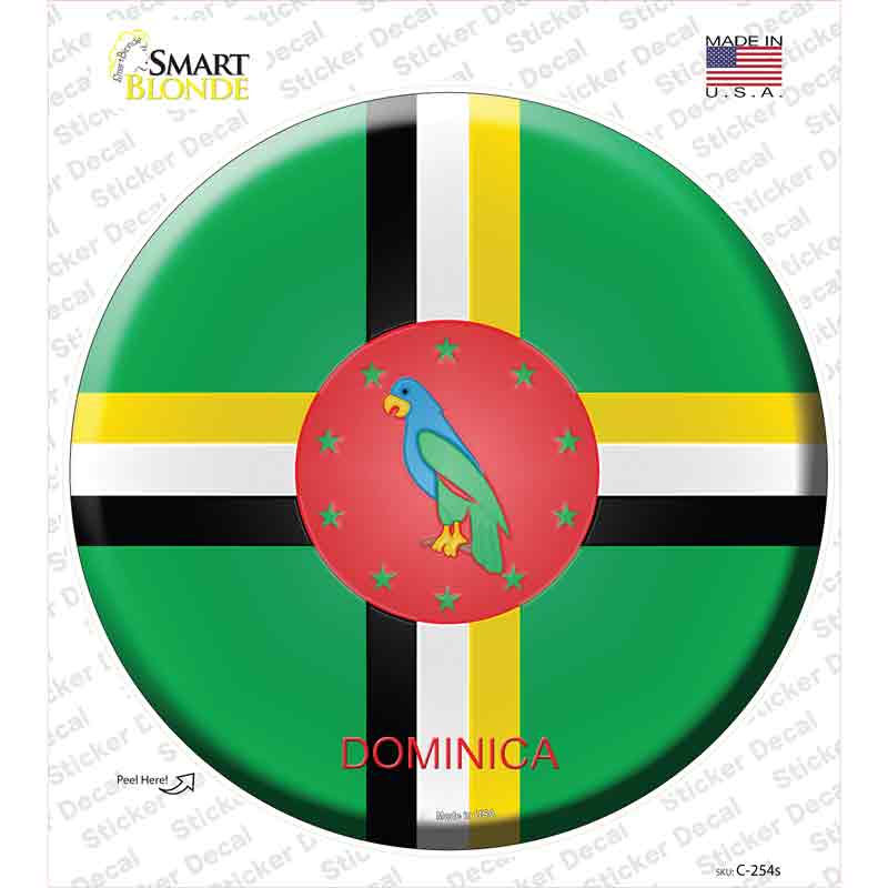 C-254s-M Dominica Country Novelty Circle Sticker Decal - Medium