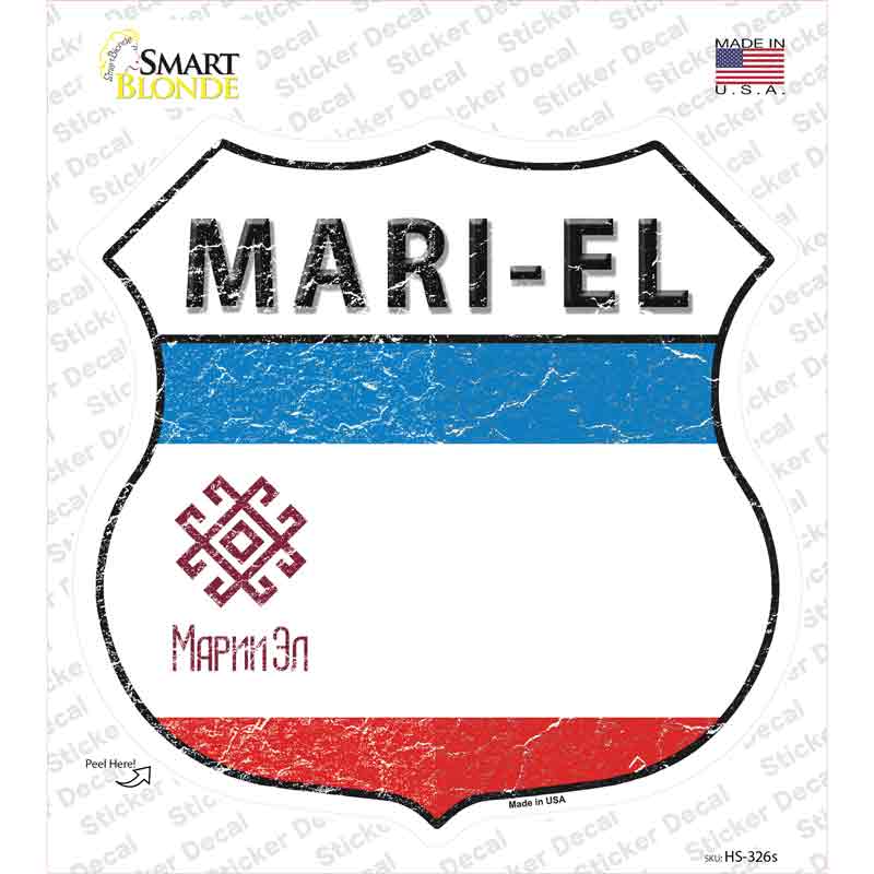 HS-326s-M Mari-el Flag Novelty Highway Shield Sticker Decal - Medium