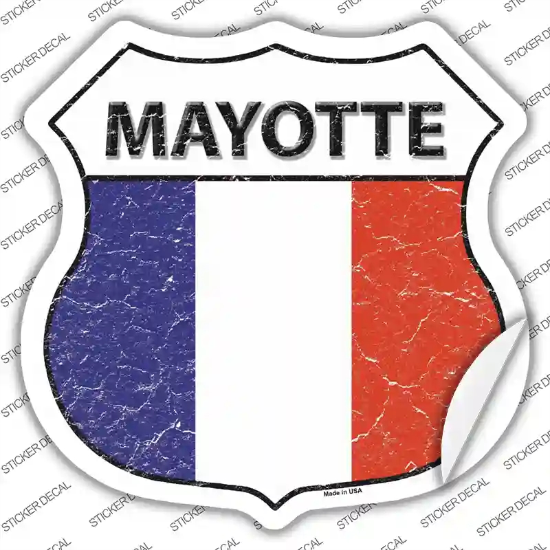 HS-331s-L Mayotte Flag Novelty Highway Shield Sticker Decal - Large