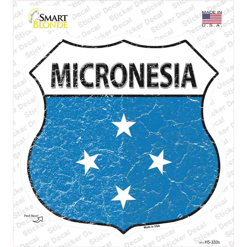 HS-333s-M Micronesia Flag Novelty Highway Shield Sticker Decal - Medium