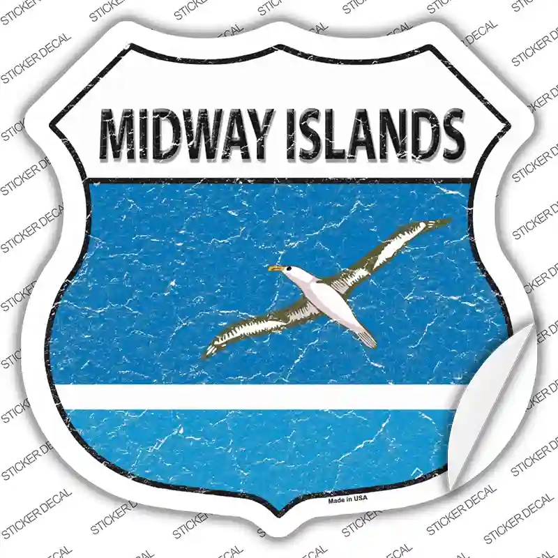 HS-334s-S Midway Islands Flag Novelty Highway Shield Sticker Decal - Small
