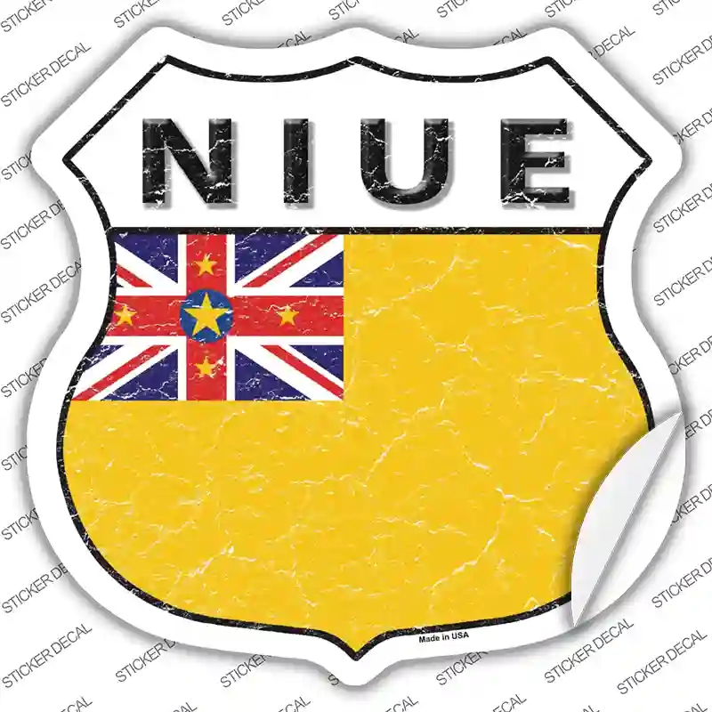 HS-354s-XL Niue Flag Novelty Highway Shield Sticker Decal - Extra Large