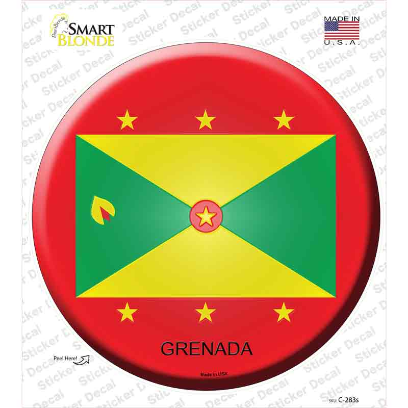 C-283s-M Grenada Country Novelty Circle Sticker Decal - Medium