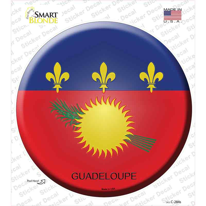 C-284s-M Guadeloupe Country Novelty Circle Sticker Decal - Medium
