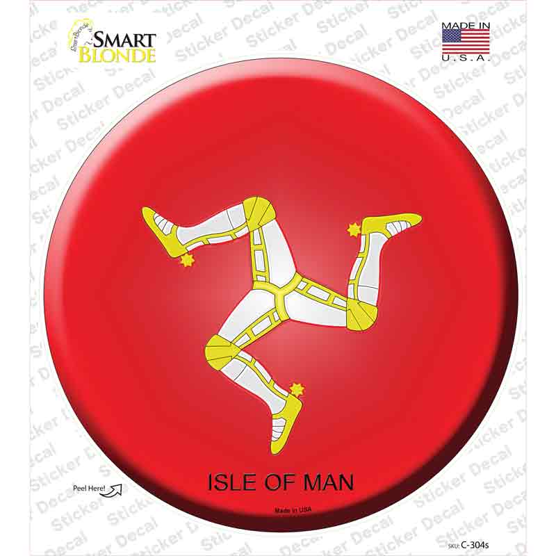 C-304s-M Isle of Man Country Novelty Circle Sticker Decal - Medium