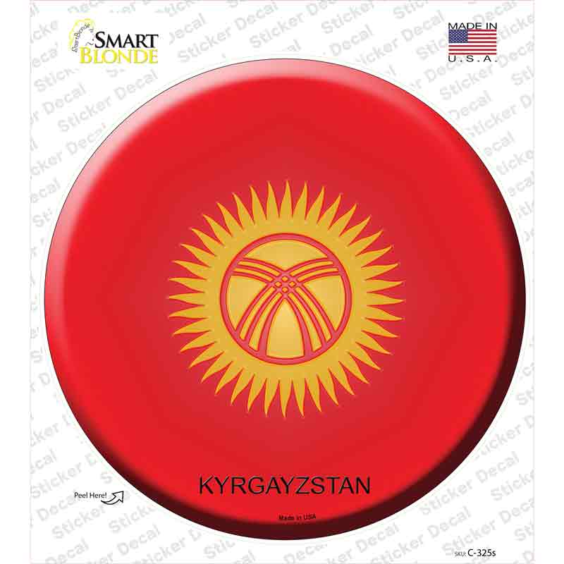 C-325s-M Kyrgayzstan Country Novelty Circle Sticker Decal - Medium