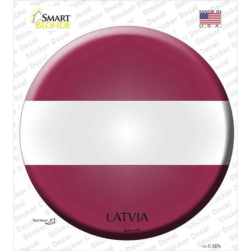 C-327s-M Latvia Country Novelty Circle Sticker Decal - Medium