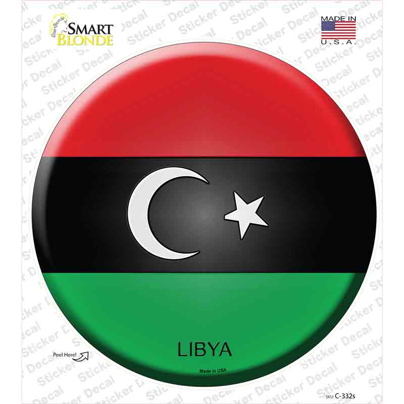 C-332s-M Libya Country Novelty Circle Sticker Decal - Medium