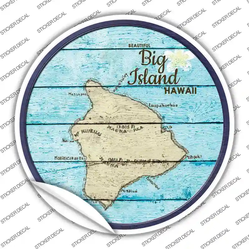 C-818s-XL Big Island Hawaii Map Novelty Circle Sticker Decal - Extra Large