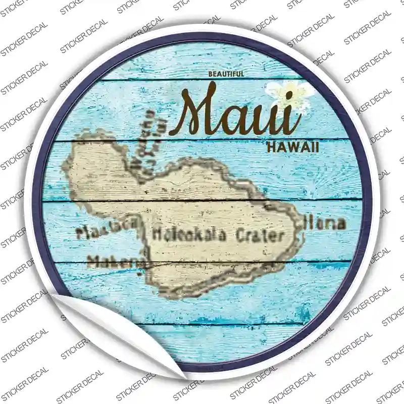 C-819s-XL Maui Hawaii Map Novelty Circle Sticker Decal - Extra Large