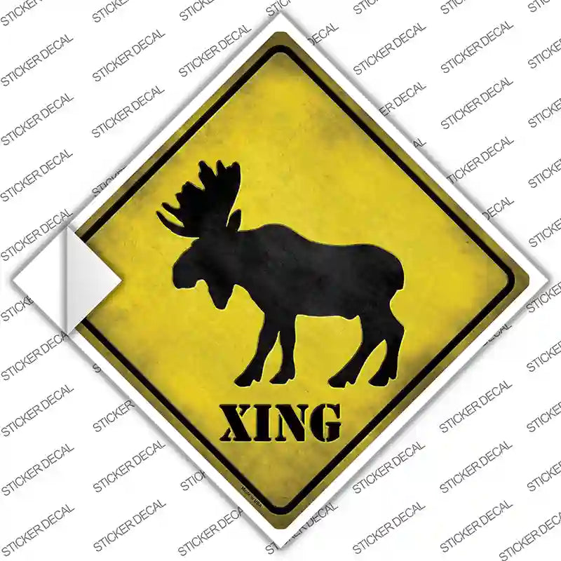 CX-059s-L Moose Xing Novelty Diamond Sticker Decal - Large