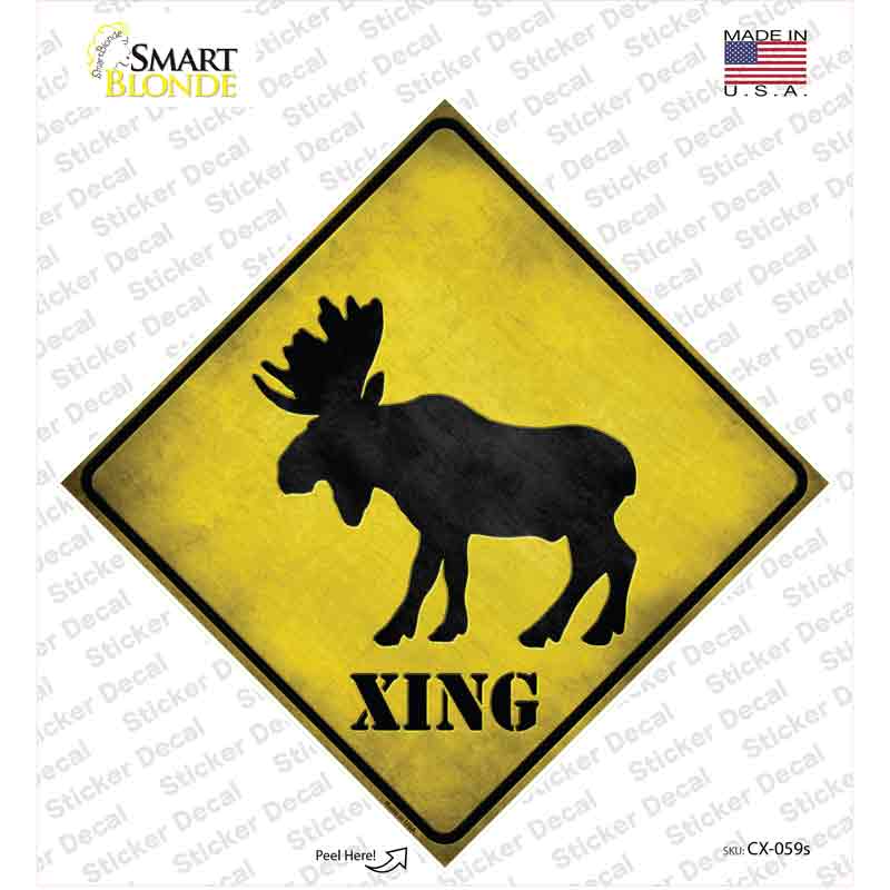 CX-059s-M Moose Xing Novelty Diamond Sticker Decal - Medium