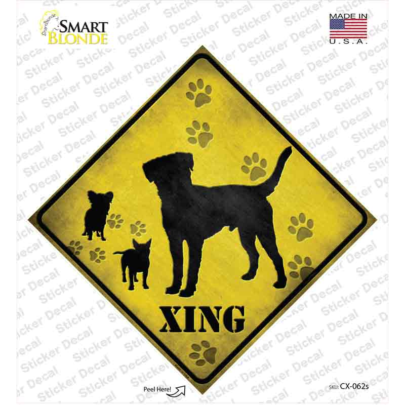 CX-062s-M Dogs Xing Novelty Diamond Sticker Decal - Medium
