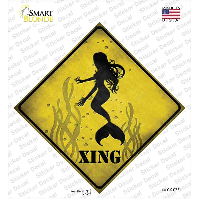 CX-075s-M Mermaids Xing Novelty Diamond Sticker Decal - Medium