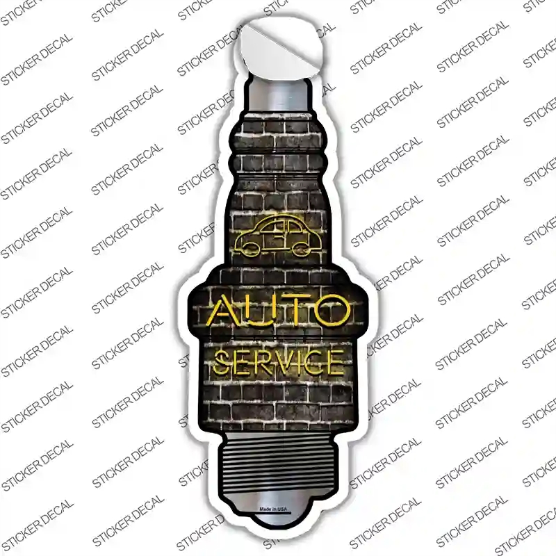J-049s-S Auto Service Novelty Spark Plug Sticker Decal - Small
