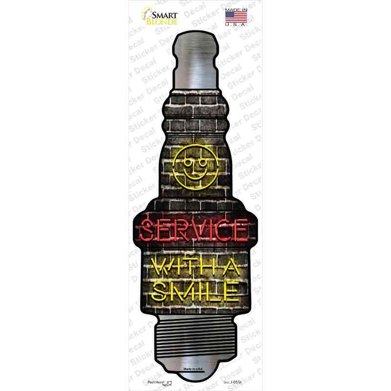 J-055s-M Service with A Smile Novelty Spark Plug Sticker Decal - Medium