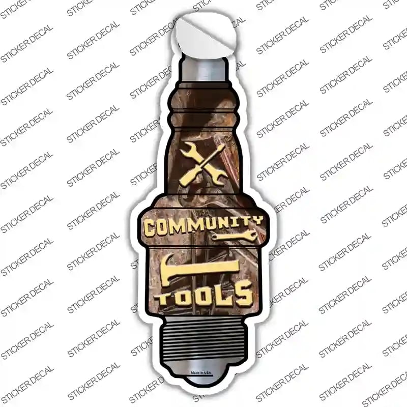 J-067s-S Community Tools Novelty Spark Plug Sticker Decal - Small