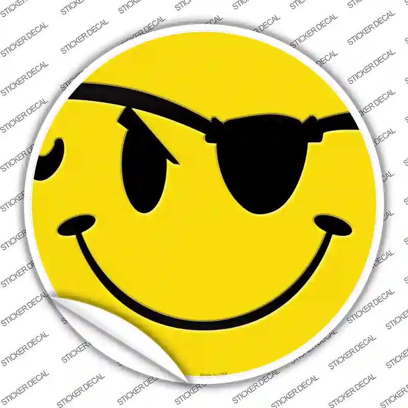 C-730s-S Eye Patch Smile Novelty Circle Sticker Decal - Small