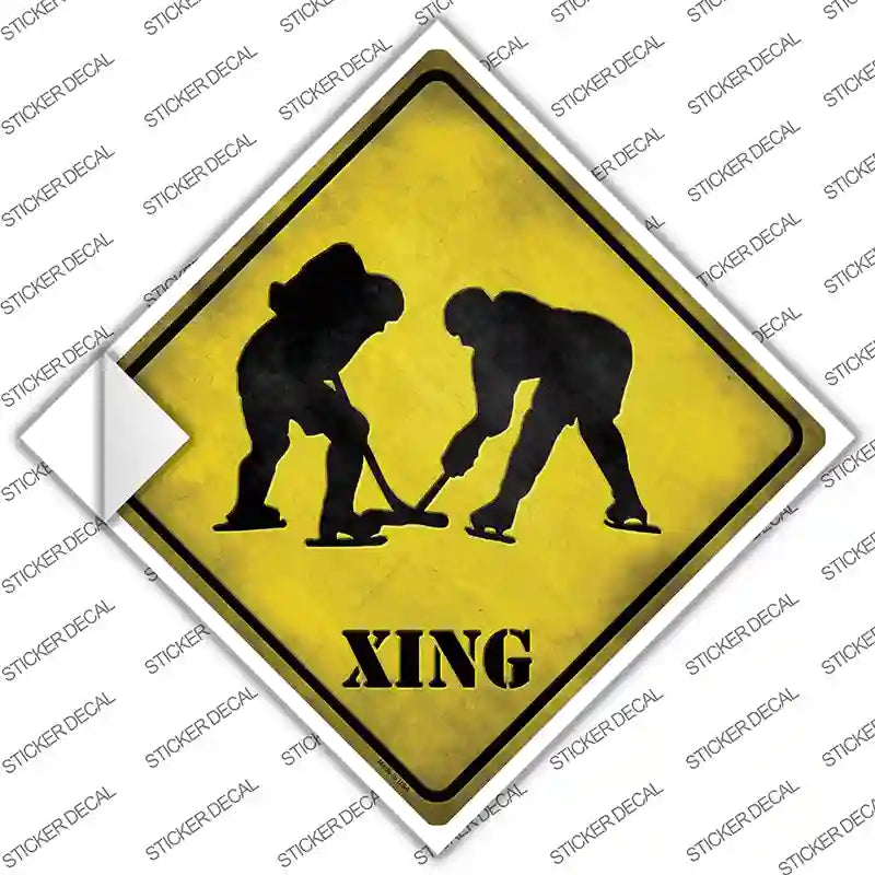 CX-086s-S Hockey Xing Novelty Diamond Sticker Decal - Small