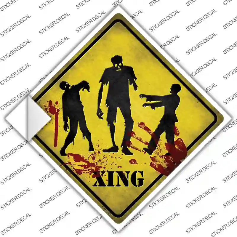 CX-107s-L Zombies Xing Novelty Diamond Sticker Decal - Large