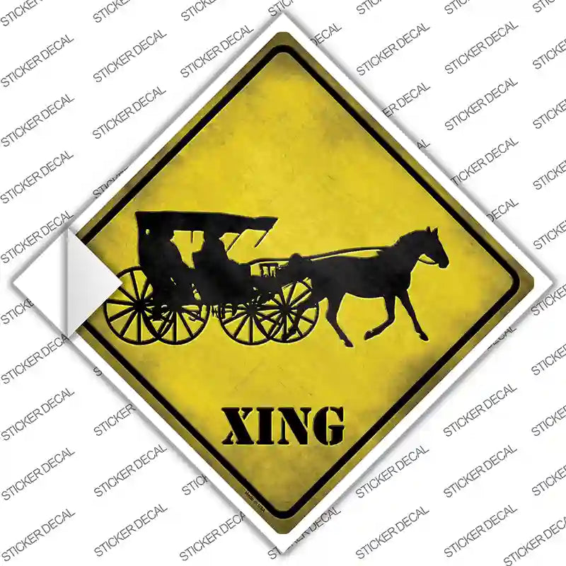 CX-124s-S Carriage Xing Novelty Diamond Sticker Decal - Small