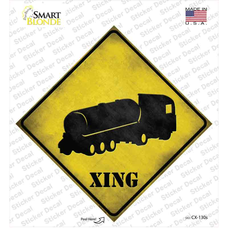 CX-130s-M Tank Truck Xing Novelty Diamond Sticker Decal - Medium