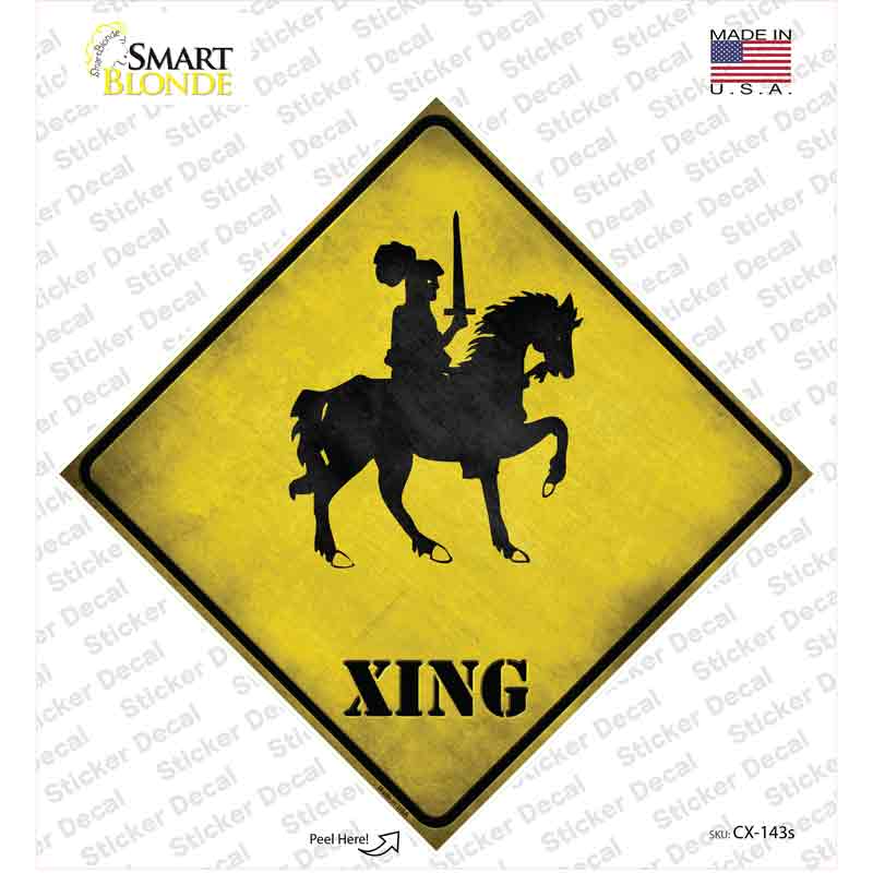 CX-143s-M Knight on Horse Xing Novelty Diamond Sticker Decal - Medium