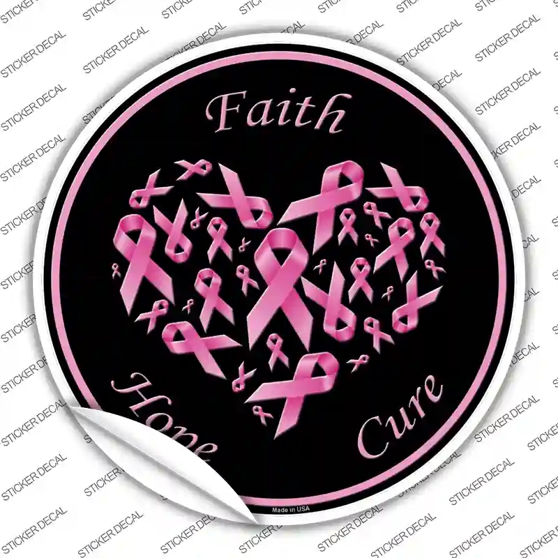 C-533s-L Faith Hope Cure Novelty Circle Sticker Decal - Large