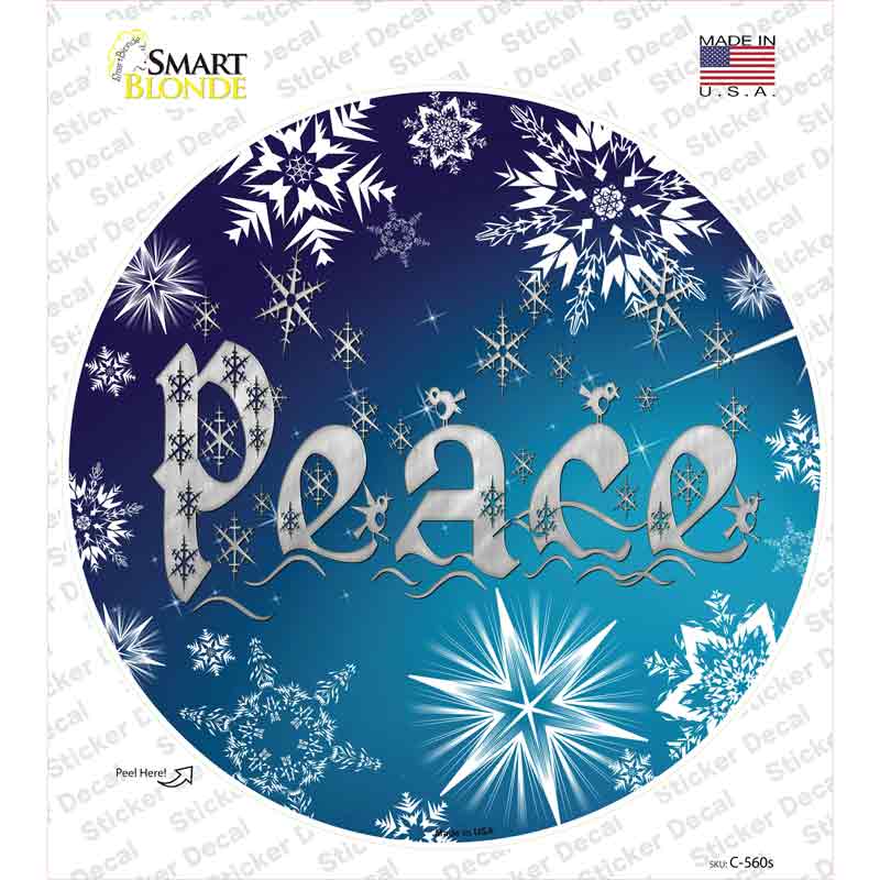 C-560s-M Peace Blue Novelty Circle Sticker Decal - Medium