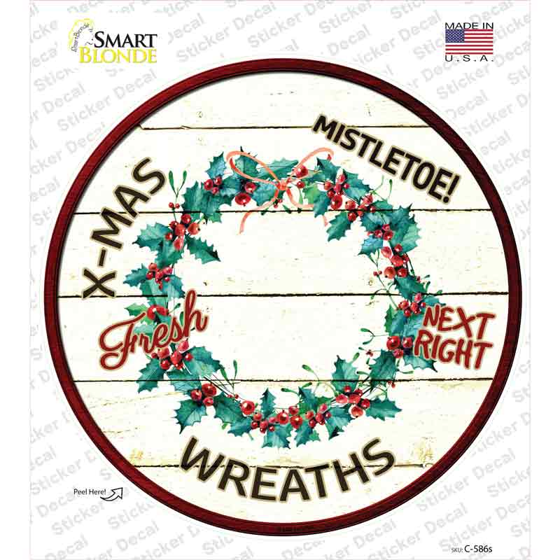 C-586s-M Wreaths Novelty Circle Sticker Decal - Medium
