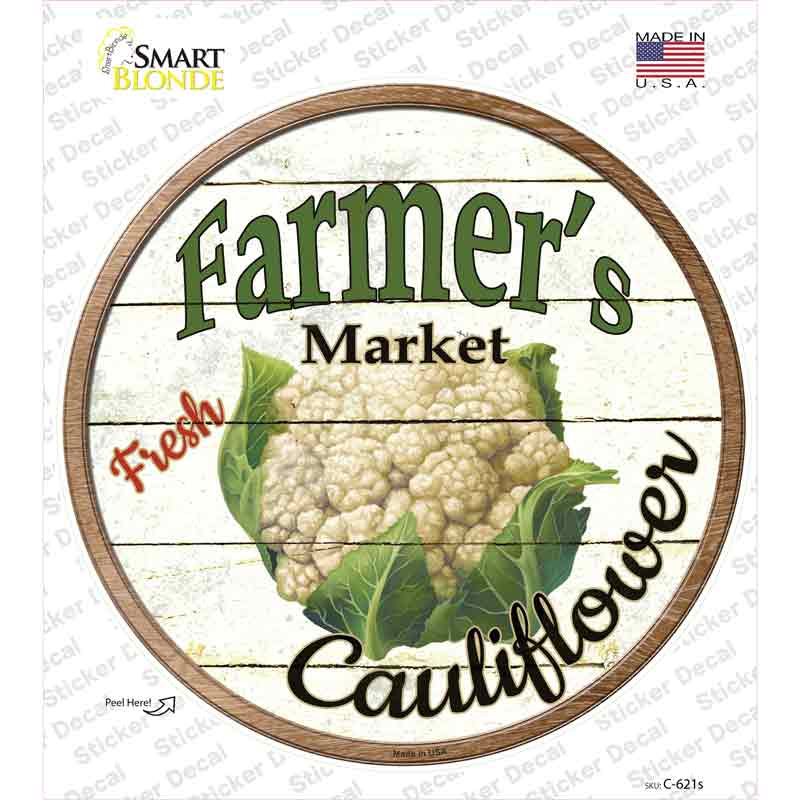 C-621s-M Farmers Market Cauliflower Novelty Circle Sticker Decal - Medium