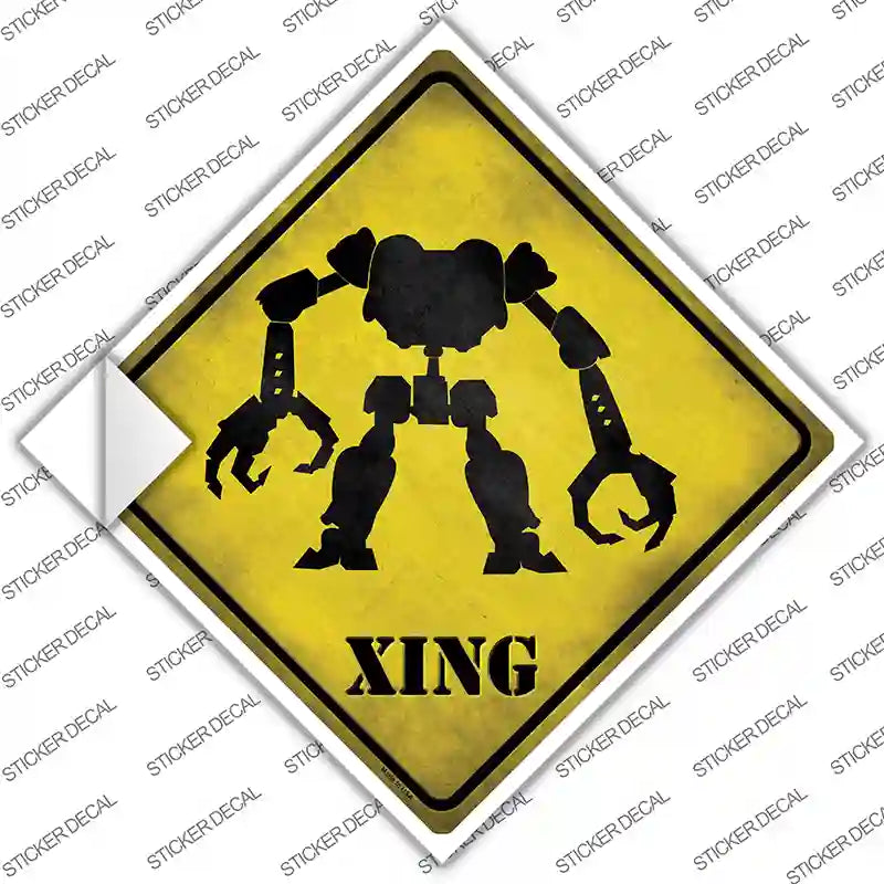 CX-154s-XL Menacing Robot Xing Novelty Diamond Sticker Decal - Extra Large