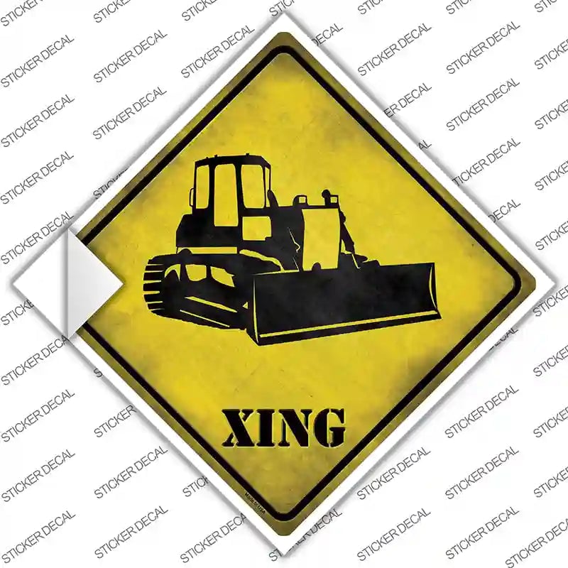 CX-162s-XL Bulldozer Xing Novelty Diamond Sticker Decal - Extra Large