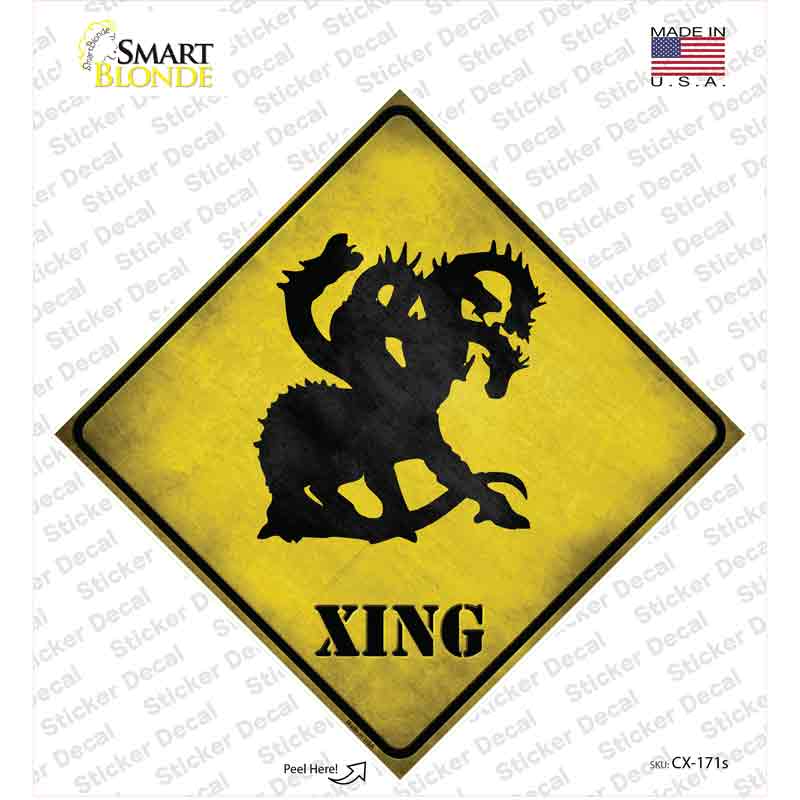 CX-171s-M Multi-Headed Dragon Xing Novelty Diamond Sticker Decal - Medium