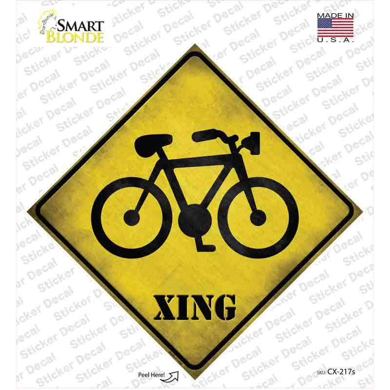 CX-217s-M Bicycle Xing Novelty Diamond Sticker Decal - Medium