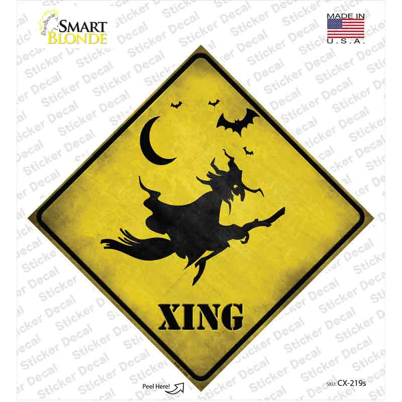 CX-219s-M Spooky Witch Xing Novelty Diamond Sticker Decal - Medium