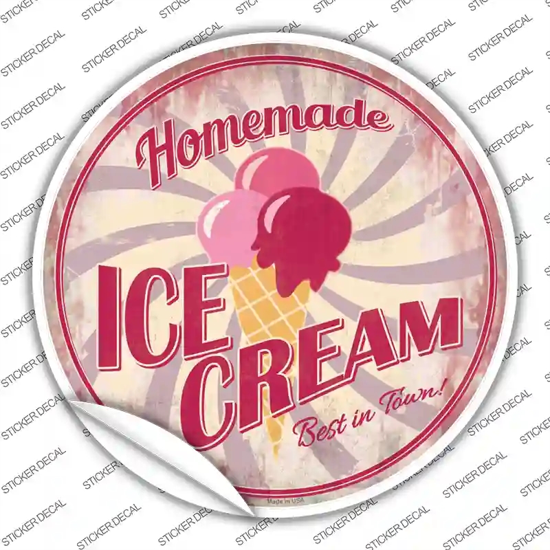 C-851s-XL Homemade Ice Cream Novelty Circle Sticker Decal - Extra Large