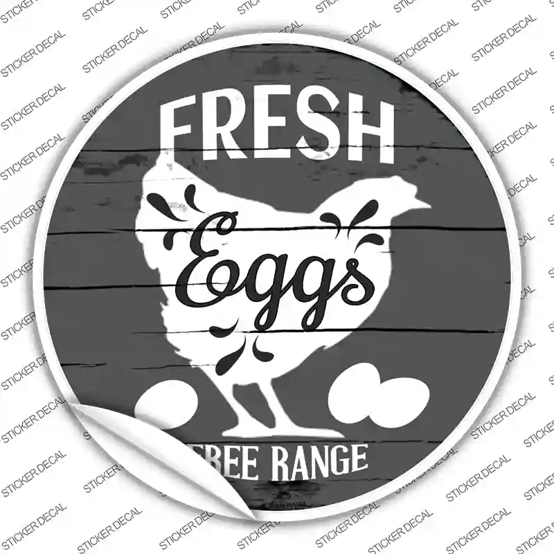 C-856s-L Fresh Eggs Free Range Novelty Circle Sticker Decal - Large