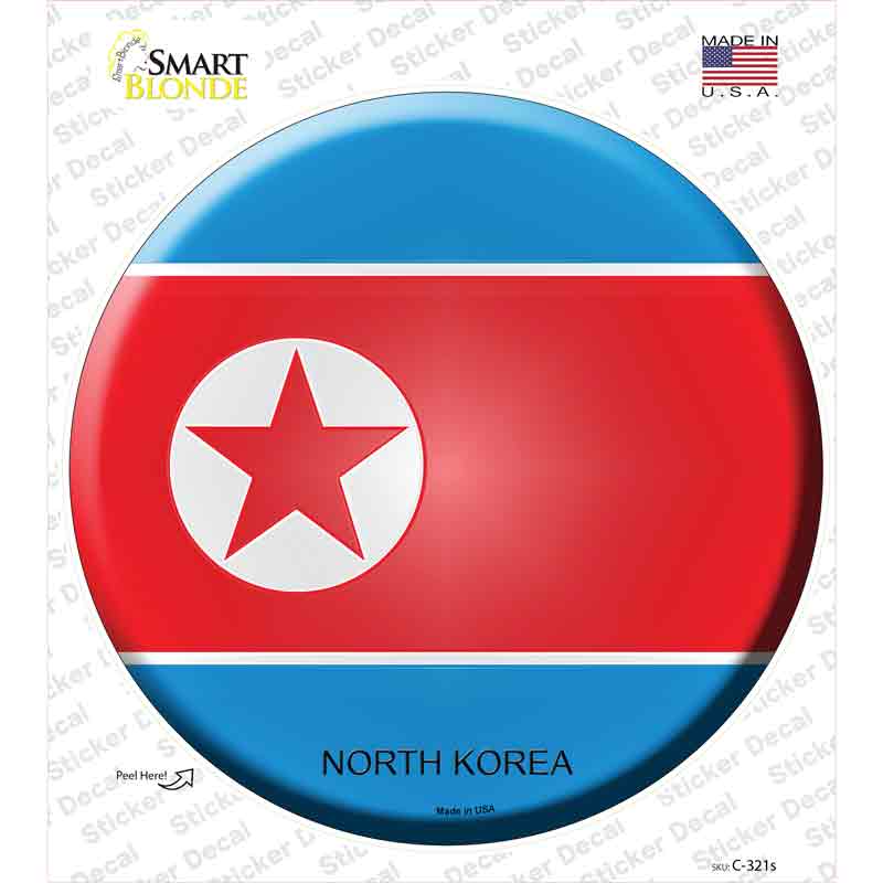 C-321s-M North Korea Country Novelty Circle Sticker Decal - Medium